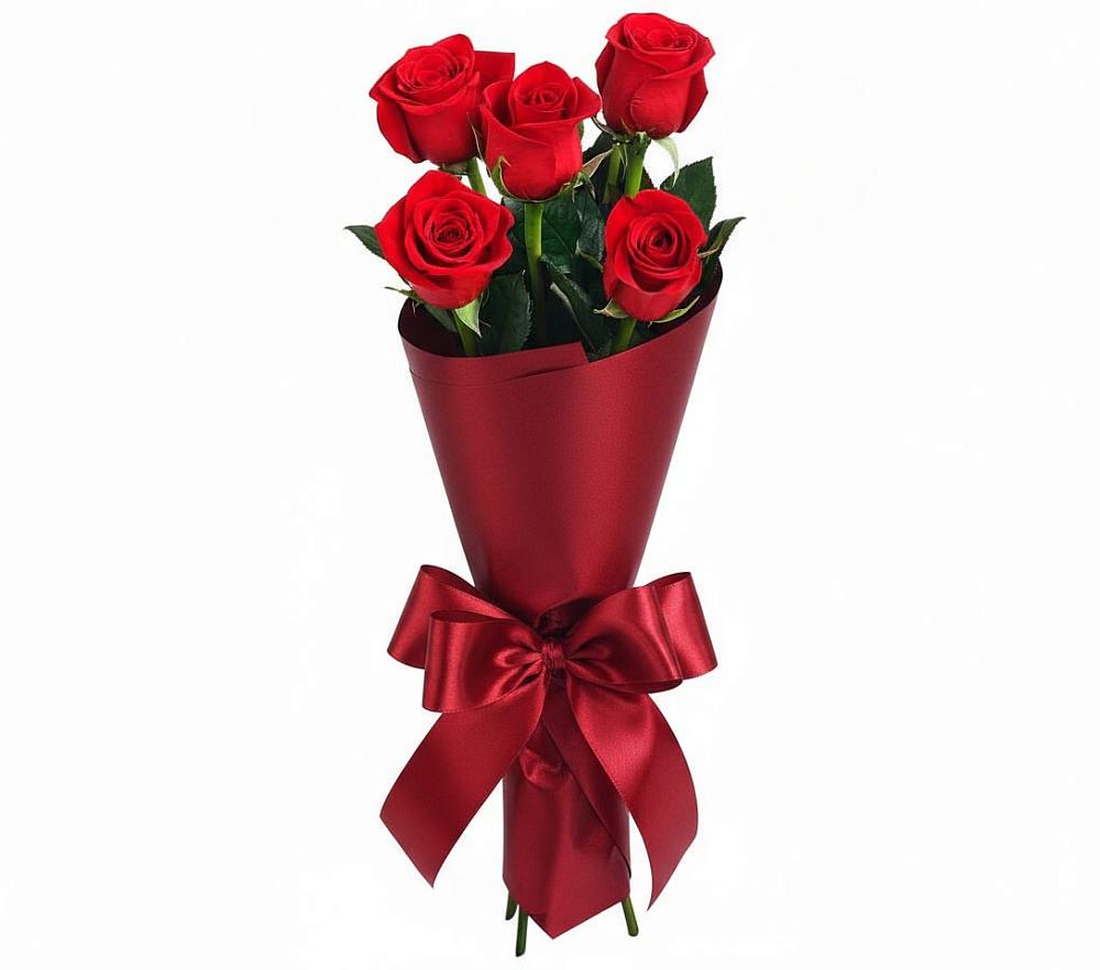 Букет 5 Красных роз Эдлесс Лав в Целинном Алтайского края