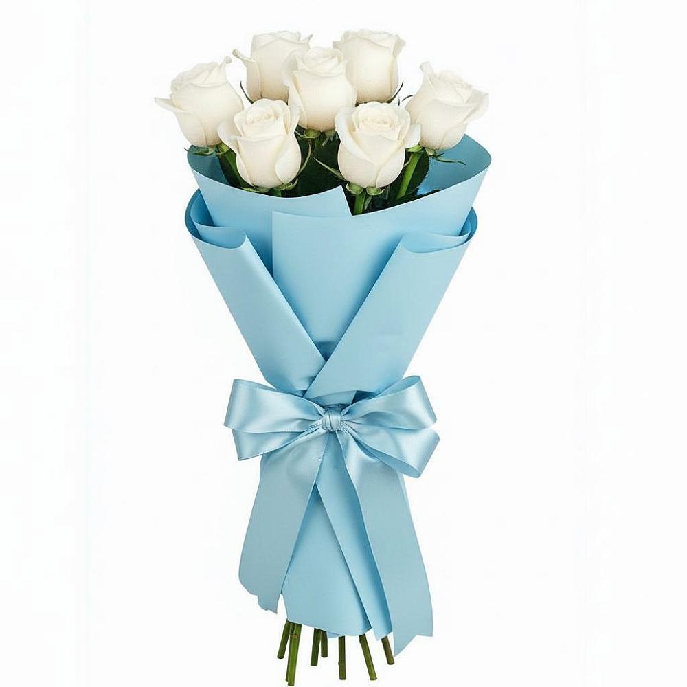 Букет 7 белых роз Проуд в Целинном Алтайского края