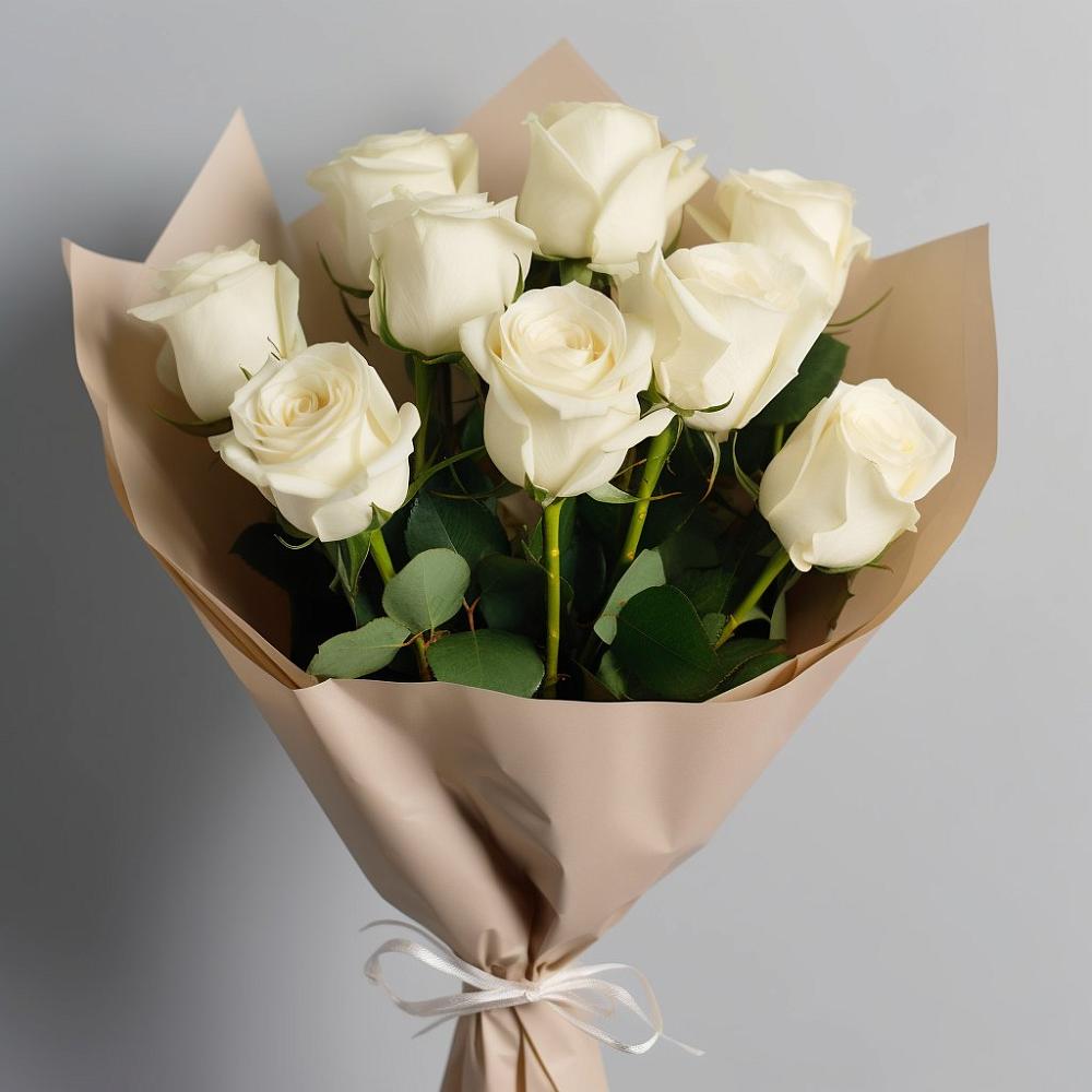 Букет 9 Белых роз Эдлесс Лав в Целинном Алтайского края