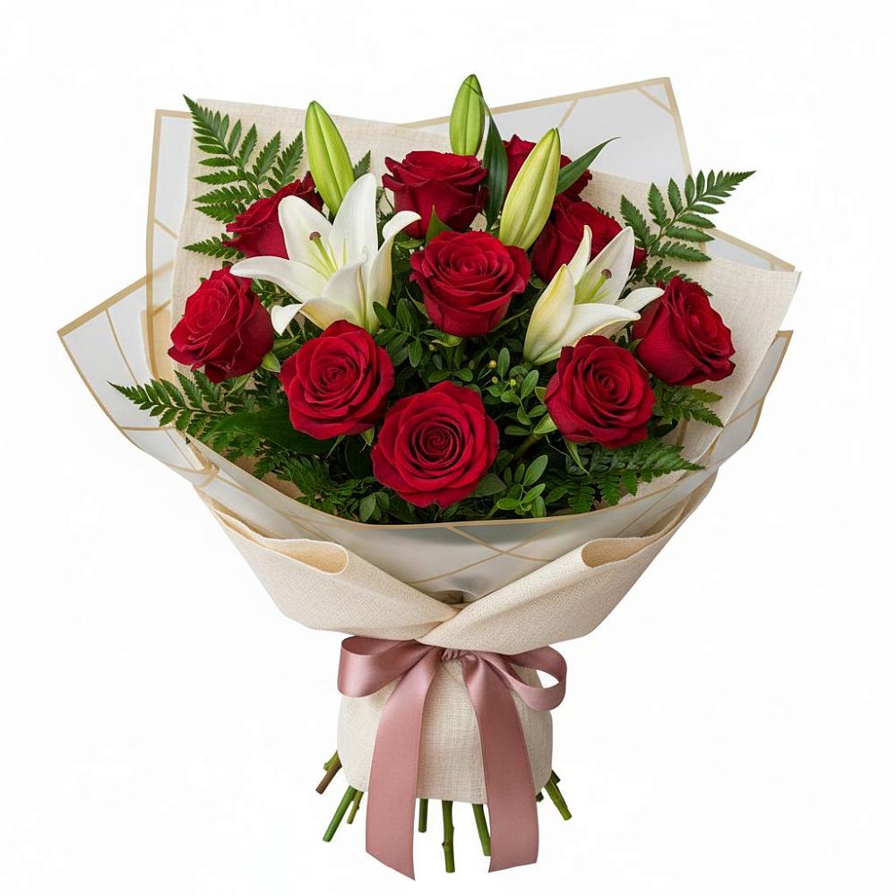 Букет цветов из: Лилии и Розы в Целинном Алтайского края