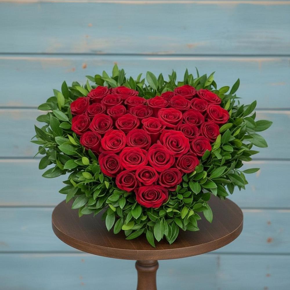 Цветочная композиция из Розы в виде сердца в Целинном Алтайского края