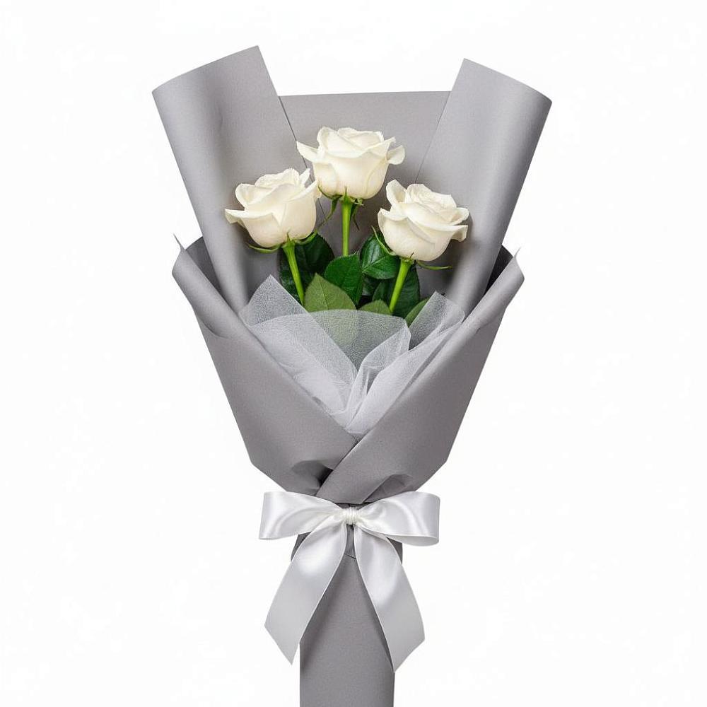 Букет 3 белые розы в Целинном Алтайского края