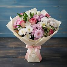 Букет цветов из:  Хризантемы, Альстромерии и Розы в Целинном Алтайского края