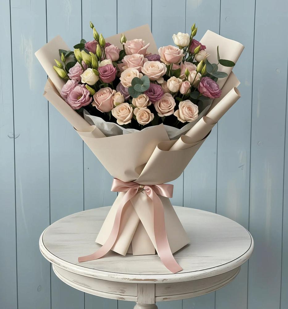 Букет цветов из: Розы и Лизиантусы в Целинном Алтайского края