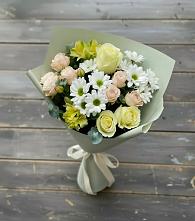 Букет цветов из:  Альстромерии, Розы и Хризантемы в Целинном Алтайского края